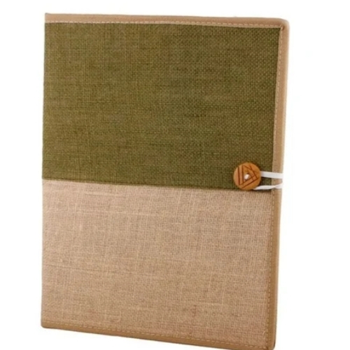 Jute Conference File Folder - Jute Material Square Shape Lightweight | Eco Friendly Durable Water Resistant Reusable Expandable Pockets