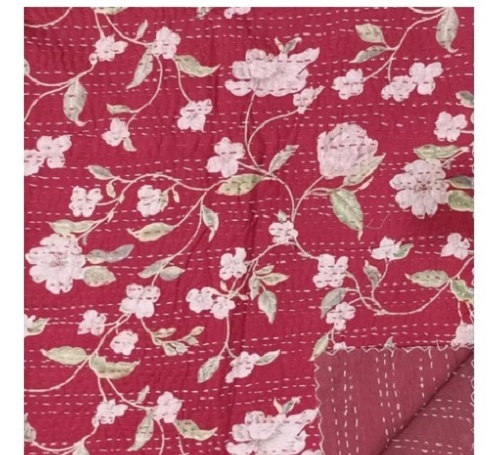 Kantha Cotton Hand Embroidery Bed Sheet - Full Size Cotton Embroidered Winter Use | Skin-Friendly Tear-Resistant Durable