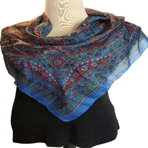 Printed Chiffon Scarf With Tassel