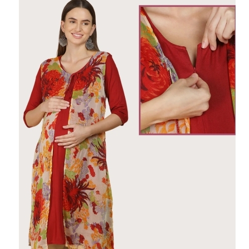 Red Feeding Kurta