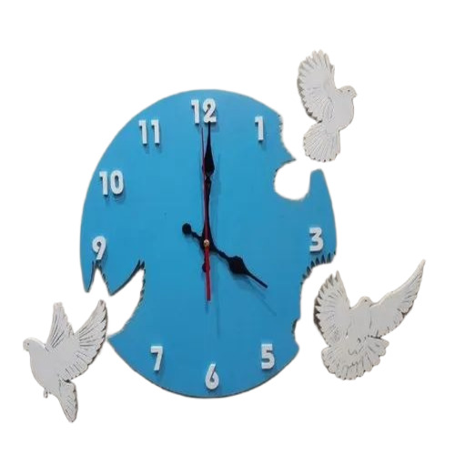 Wooden Blue Wall Clock