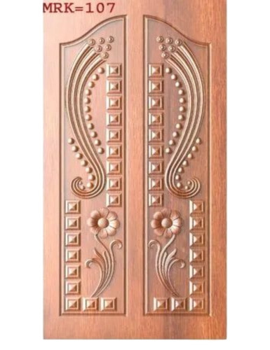 Wooden Designer Doors - Solid Wood, 84 Inch, Wood Color | Entry Door, Inward/Outward Open, 25mm Finished Surface