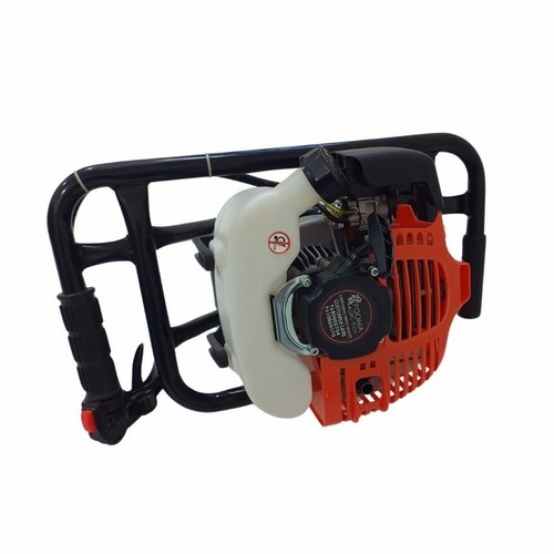 2 Stroke 52 Cc Earth Auger - Mild Steel, 8 Inch, Silver, Double Flight Motorized Auger | Good Quality, Industrial Use