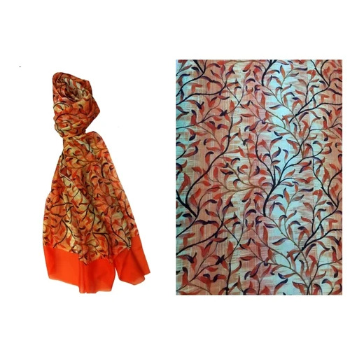 20 X 80 Inches Art Digital Printed Silk Tabby Stole