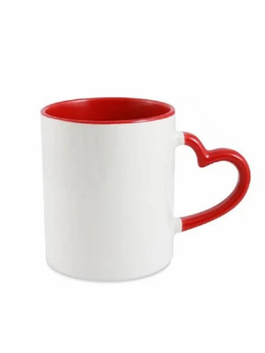 Ceramic Heart Handle Mug - Ceramic, 150 ml, White | Durable, Lightweight, Polished Finish