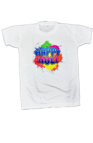 Printed Holi T Shirt - Polyester, Customized Size, Multiple Colors | Lightweight, Breathable, O-Neck, Short Sleeves, Casual