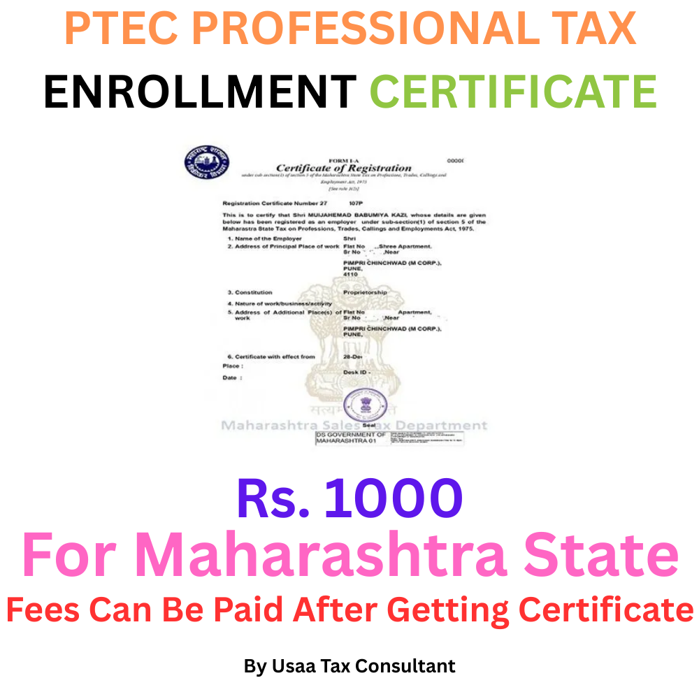PTEC Professional Tax Enrollment Certificate for Maharashtra State