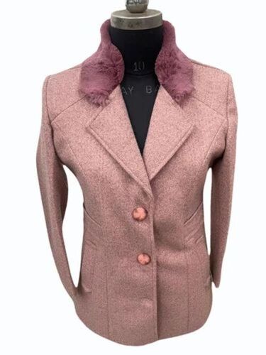 Women Woolen Suede Self Design Coat