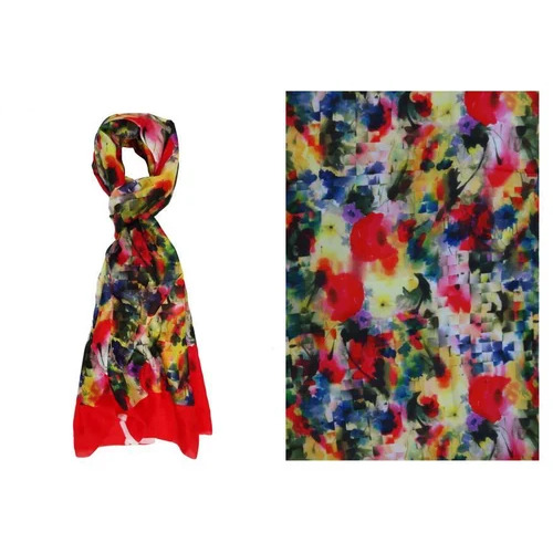 Womens Art Digital Printed Silk Tabby Stole