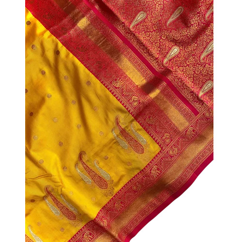 Yellow And Red Silk Saree