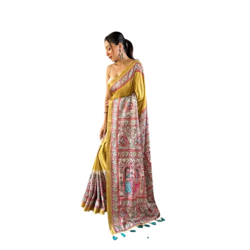 Yellow Printed Saree