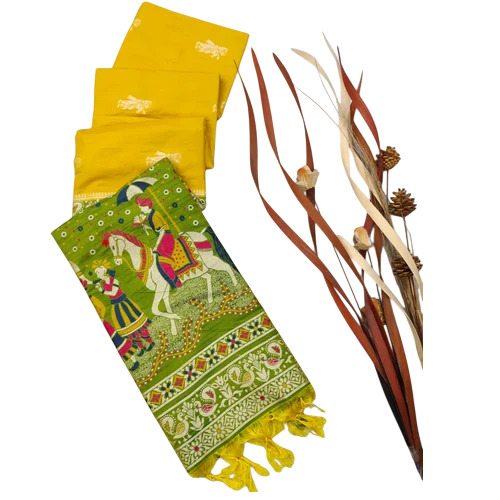 Yellow Saree With Tassel