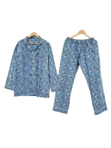 Duck Blue Cotton Printed Pyjama Set - 26 Inch Shirt, 38 Inch Pajama, Elegant Design, Comfortable Fit