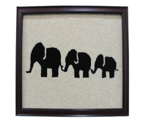 Elephant Wall Picture Frame - Wool and Silk, 18x24 Inch, Black | Fancy Decorative Rectangle Wall Mount
