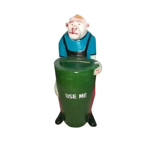Frp Monkey Dustbin - FRP, Standard Size, Green & Blue | Water Resistant, Durable, Break-Resistant, Washable, Portable