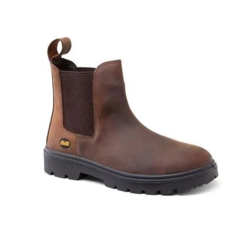 Jama Js013 Boulder Pu High Ankle Boots - Leather, Brown, Lightweight, Heat Resistant | Shock Absorbent, Oil Resistant, Breathable Lining, Padded Collar, Lace Closure