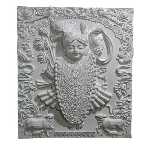 Stone God Mural Wall Art - Stone, 30x30 Inch, White | Easy to Clean, Wall Mount, Modern Round Decor