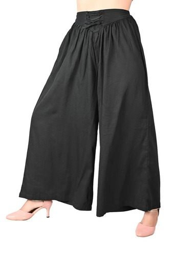 Black Wide Leg Cotton Palazzo Pants