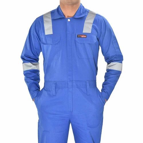 Blue Cotton Reflective Boiler Suit