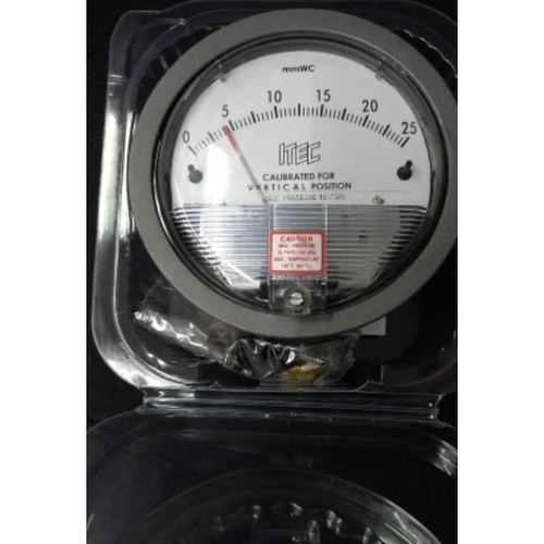 Differential Pressure Gauges - Steel, Standard Size, Silver, Analog Display, Dust & Corrosion Resistant