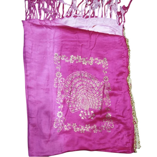 Fancy Moti Stoles - Viscose, 72x28 Inches, Pink & Golden | Printed Fashion Stoles for Women