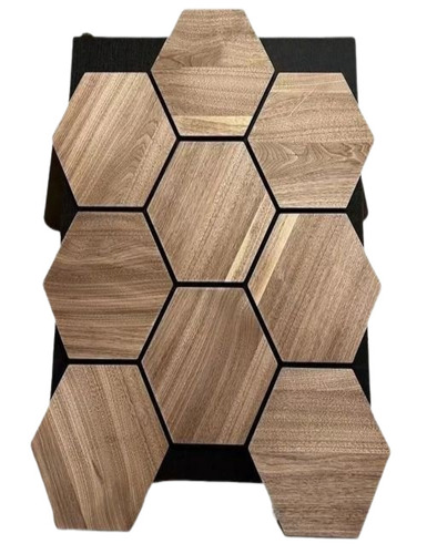 Hexagon Mdf Wall Panel - Mdf, Brown, Rectangular | Fancy, Decorative, Sleek Modern Design