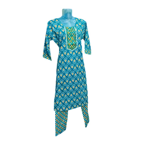 Ladies Blue Kurti Pant Set