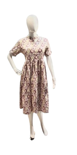 Ladies Casual Dress - Cotton, Multicolor | Printed, Short Sleeves, Hand Wash, Summer, Daily Wear, Party