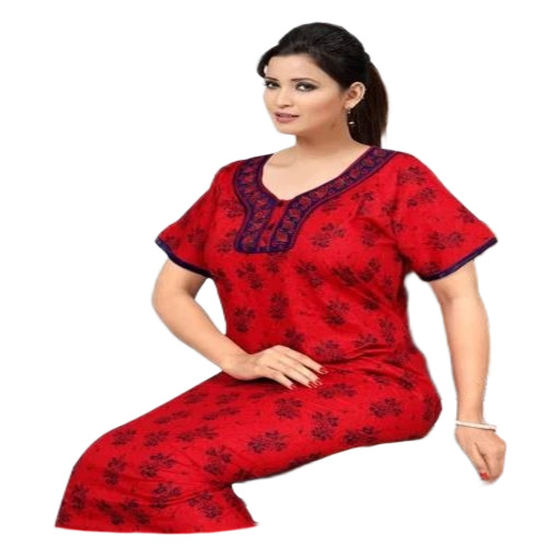 Ladies Printed Red Nighties