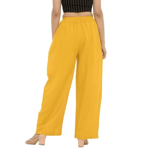 Ladies Yellow Plain Palazzo