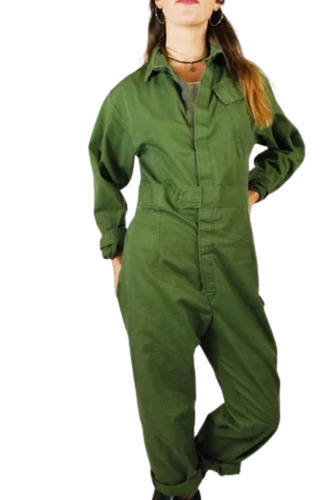 Plain Green Cotton Reflective Boiler Suit - Cotton, Green, Collar Neck, Full Sleeves | Elegant Design, Quick Dry, Comfortable Fit, Modern Style