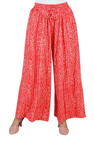 Red Jaipuri Bandhari Palazzo Pants