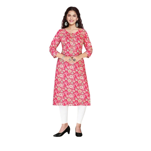 Red Ladies Premium Rayon Long Kurti