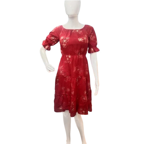 Red Rayon Ladies Dress