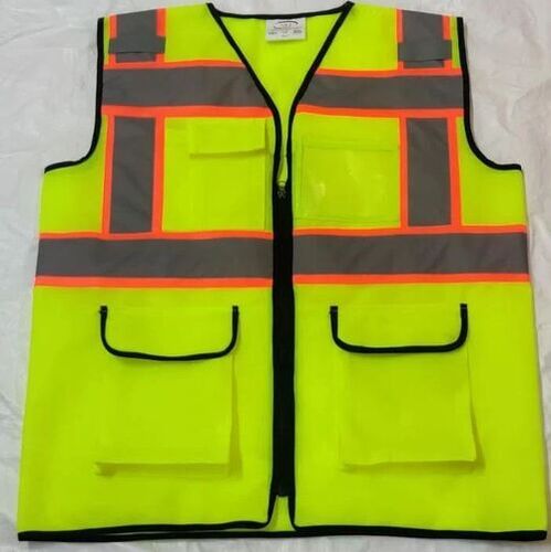 Sj-006 Industrial Safety Jacket - Polyester, All Size, Green & Yellow | Stylist, Comfortable, Unisex