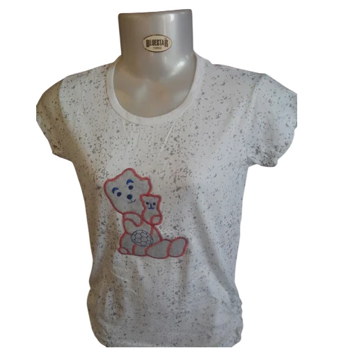 White Round Neck Ladies T Shirt