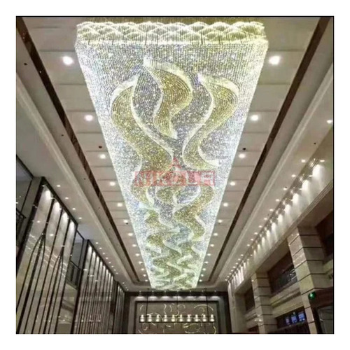 15W Rectangle Crystal Chandelier - Glass, White And Golden, LED Fixture, Roof Mount, Easy To Install | Decorative, Low Power Consumption, Banquet And Resort Use