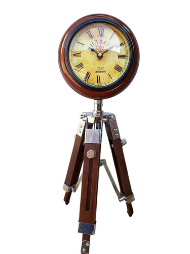 5 Inch Wooden Handmade Antique Table Clock - Color: Brown