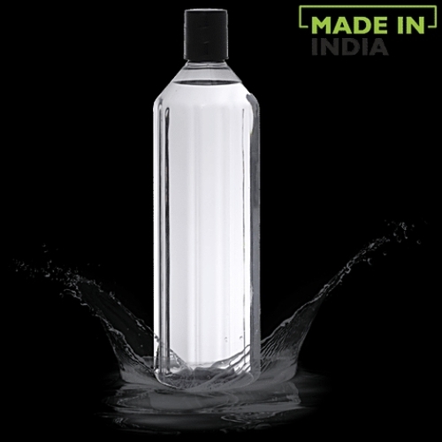 Bottle - Plastic, Black | Durable Lightweight Leak Proof Reusable Screw Cap Transparent Body Easy Grip Wide Mouth Portable Size BPA Free