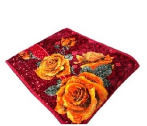 Floral Print Woollen Mink Blanket