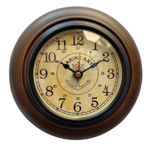Handmade Wooden Wall Clock 6 Inch Vintage Look Style Deep Glass
