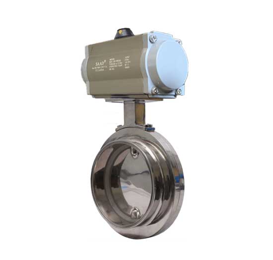 Tc End Butterfly Valve Actuated - Color: Silver Grey