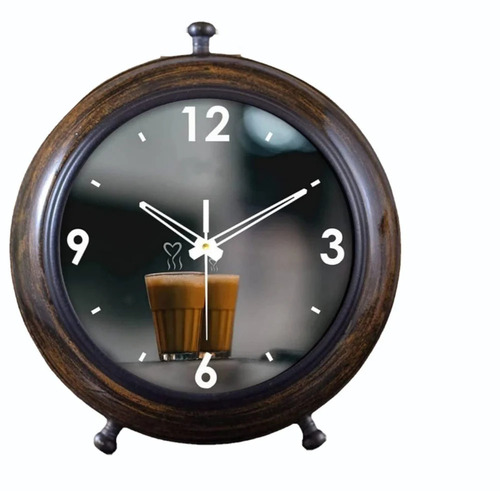 Wooden Antique Number 5.25 inch dial 4 inch Brown Colour Table Clock