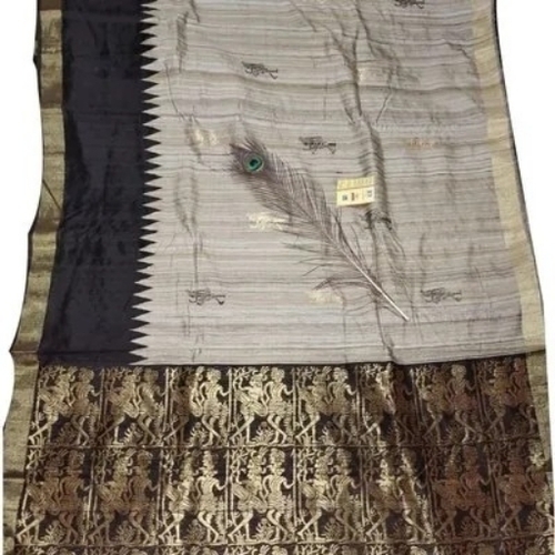 Zari Work Tussar Silk Saree - Silk, Multicolor | Traditional Design, Handcrafted Detailing, Lightweight Fabric