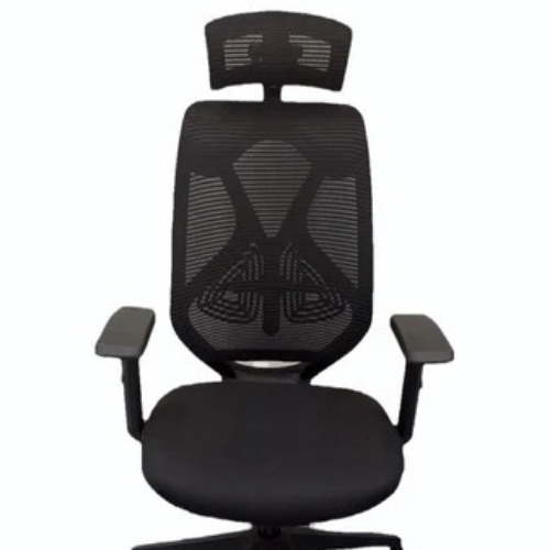 Black mild steel mesh executive chair