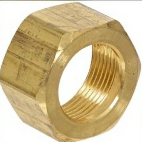 Brass Nut - Hexagonal Shape, Golden Color | High Strength, Corrosion Resistant, Threaded Interior, Durable Material