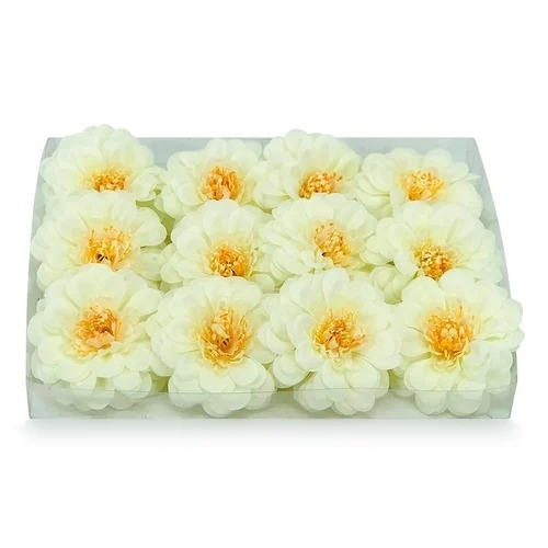Durable Artificial Flat Flowers - Dried Plastic Material, White Color, Petal Texture, UV Resistant