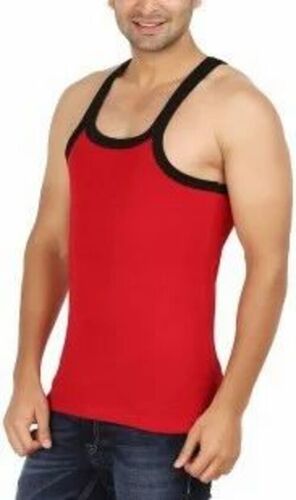 Men Sleeveless Gym Vest - Cotton, Various Sizes, Red and Black | Quick Dry, Comfortable Fit, Lightweight