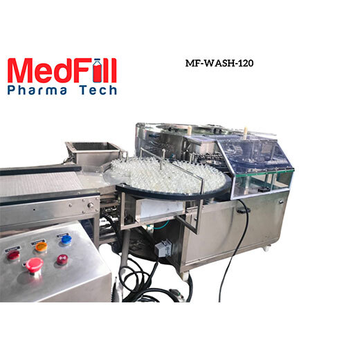 Vial Rotary Washing Machine - Stainless Steel Silver 220-240V 3 Phase | Automatic Pharmaceutical Use 1 Year Warranty