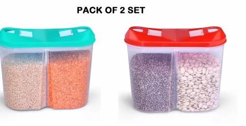 2 In 1 Plastic Container - Plastic 3000ml Transparent Square, Durable Leak Proof Light Weight